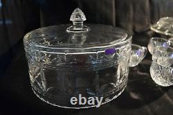 Waterford Marquis Crystal Finley 3 In 1 Cake Plate & Dome/punch Bowl Plus Cups