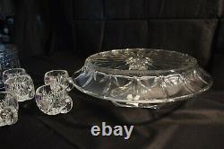 Waterford Marquis Crystal Finley 3 In 1 Cake Plate & Dome/punch Bowl Plus Cups