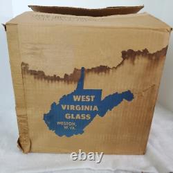 West Virginia Glass Deep Rose Loop Optic Punch Bowl with 12 Glasses & Ladle