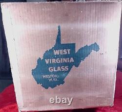 West Virginia Glass Punch Bowl Set In Original Box