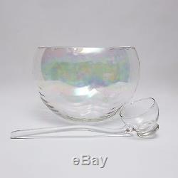 West Virginia Glass Specialty Iridescent Swag Punch Bowl Set
