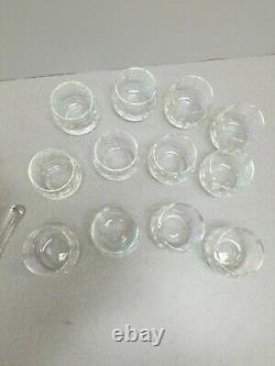 West Virginia Glass Vintage Iridescent Drape Loop Optic Punch Bowl Set