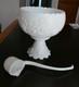 Westmoreland Fruits Milk Glass Cupped Punch Bowl Stand Ladle Grapes Pineapple