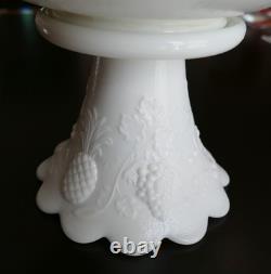 Westmoreland Fruits Milk Glass Cupped Punch Bowl Stand Ladle Grapes Pineapple