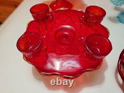 Westmoreland Glass Company 1982, 1983 Child Punch Bowl, Cake Plate, And Banana