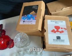 Westmoreland Glass Company mini punch set lot of 3 BLUE RED CLEAR 1982-1984