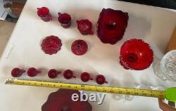 Westmoreland Glass Company mini punch set lot of 3 BLUE RED CLEAR 1982-1984