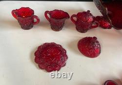 Westmoreland Glass Company mini punch set lot of 3 BLUE RED CLEAR 1982-1984