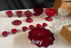 Westmoreland Glass Company mini punch set lot of 3 BLUE RED CLEAR 1982-1984