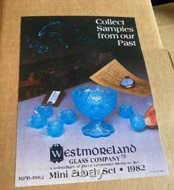 Westmoreland Glass Company mini punch set lot of 3 BLUE RED CLEAR 1982-1984