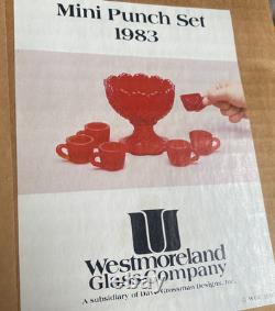 Westmoreland Glass Company mini punch set lot of 3 BLUE RED CLEAR 1982-1984