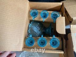 Westmoreland Glass Company mini punch set lot of 3 BLUE RED CLEAR 1982-1984