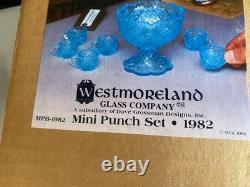 Westmoreland Glass Company mini punch set lot of 3 BLUE RED CLEAR 1982-1984