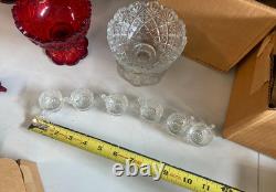 Westmoreland Glass Company mini punch set lot of 3 BLUE RED CLEAR 1982-1984