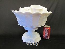 Westmoreland Glass Panel Harvest Grape Milk White PUNCH BOWL SET 14 Cups Base