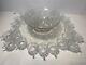 Westmoreland Glass Princess Feather Punch Bowl Set 22 Cups Torte Plate Ladle