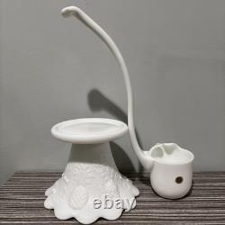 Westmoreland Glass Punch Bowl Paneled Fruit Complete Set 15 Pieces Very Nice