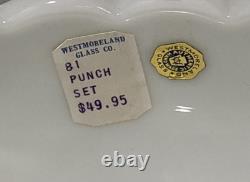Westmoreland Glass Punch Bowl Paneled Fruit Complete Set 15 Pieces Very Nice