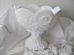 Westmoreland Glass large white milk glass punch bowl with pedestal stand