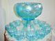 Westmoreland Ice Blue Carnival Three Fruits Punch Bowl, Stand and 12 Cups RARE