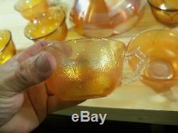 Westmoreland Marigold Carnival Orange Peel Punch Bowl Set with 8 Cups