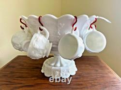Westmoreland Milk Glass Grape Punch Bowl 12 Cups Hooks