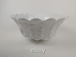 Westmoreland Milk Glass Paneled Grape Punch Bowl with Cup Vintage USA