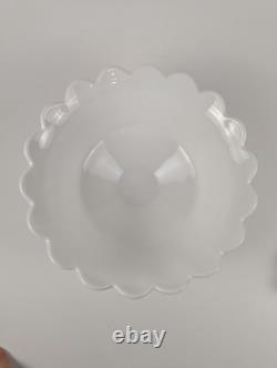 Westmoreland Milk Glass Paneled Grape Punch Bowl with Cup Vintage USA