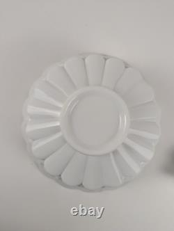 Westmoreland Milk Glass Paneled Grape Punch Bowl with Cup Vintage USA