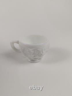 Westmoreland Milk Glass Paneled Grape Punch Bowl with Cup Vintage USA