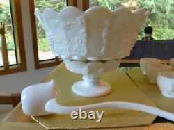 Westmoreland Milk Glass Punch Bowl Paneled Grape