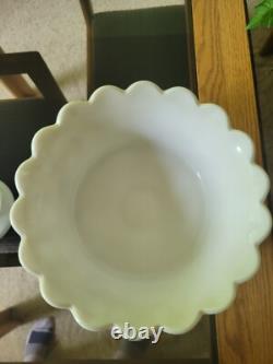 Westmoreland Milk Glass Punch Bowl Paneled Grape