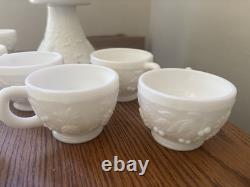 Westmoreland Milk Glass Punch Bowl Set VTG 14pc