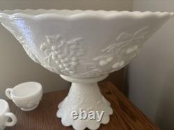 Westmoreland Milk Glass Punch Bowl Set VTG 14pc