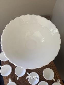 Westmoreland Milk Glass Punch Bowl Set VTG 14pc