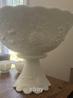 Westmoreland Milk Glass Punch Bowl Set VTG 14pc
