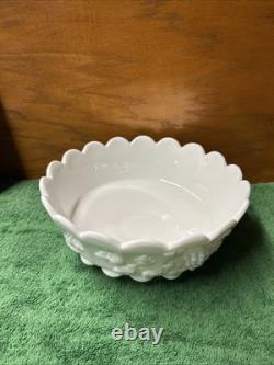 Westmoreland Milk glass punch bowl stand Paneled Grape