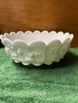 Westmoreland Milk glass punch bowl stand Paneled Grape