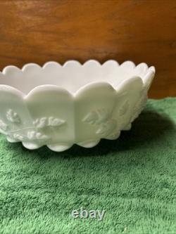 Westmoreland Milk glass punch bowl stand Paneled Grape