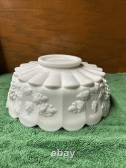 Westmoreland Milk glass punch bowl stand Paneled Grape
