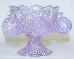 Westmoreland Rosso Glass Fan & File Mini Punch Bowl Cups Thumbelina Iridescent