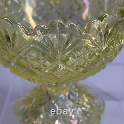 Westmoreland Thumbelina Childrens Punch Bowl 7pc Set Uranium Vaseline Iridescent