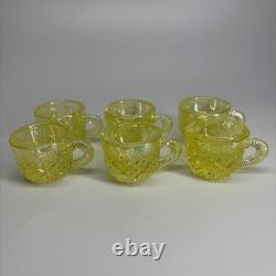 Westmoreland Thumbelina Childrens Punch Bowl 7pc Set Uranium Vaseline Iridescent