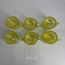Westmoreland Thumbelina Childrens Punch Bowl 7pc Set Uranium Vaseline Iridescent