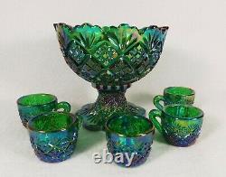 Westmoreland Thumbelina Miniature Punch Bowl Set Rare Color Dk Green Carnival