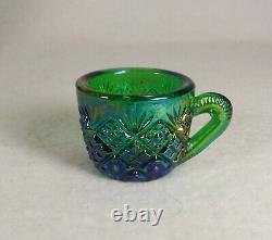 Westmoreland Thumbelina Miniature Punch Bowl Set Rare Color Dk Green Carnival