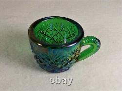 Westmoreland Thumbelina Miniature Punch Bowl Set Rare Color Dk Green Carnival