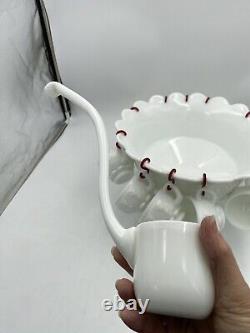 Westmorland Milk glass Punch bowl With Ladle And 12 Cups