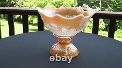 Westmorland Peach Opalescent Fruit Salad Carnival Glass Punch Bowl