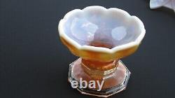 Westmorland Peach Opalescent Fruit Salad Carnival Glass Punch Bowl